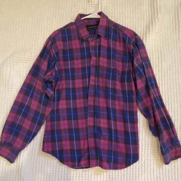 Long Sleeve Purple and Blue Plaid Shirt Lize Large - Picture 1 of 3